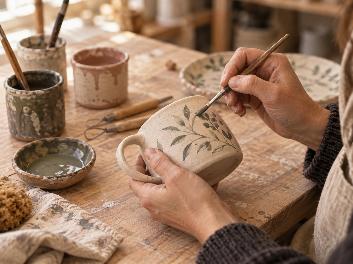 Decor and glaze workshop at Ateljé Kaja in Ulleråker